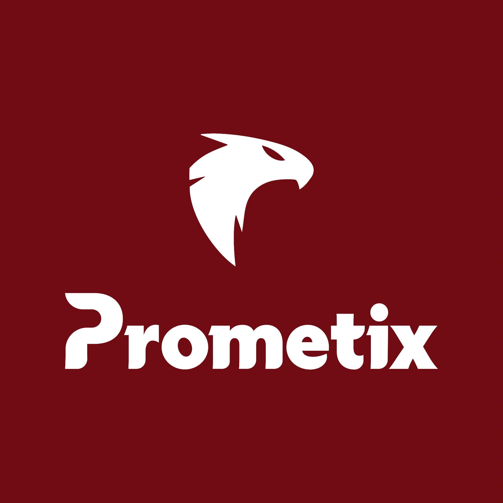 Prometix logo on red background